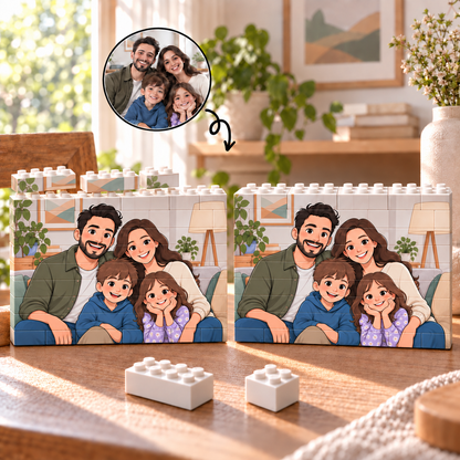 Familienbild aus Bauklötzen – Querformat