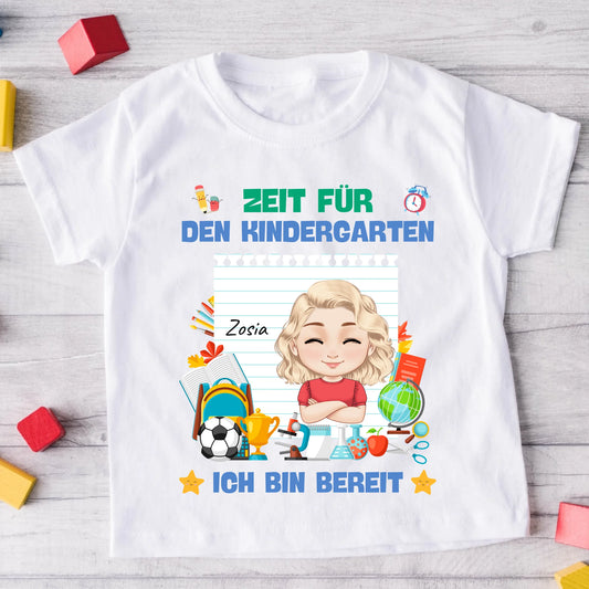 Personalisiertes T-Shirt Zeit für den Kindergarten, ich bin bereit #182