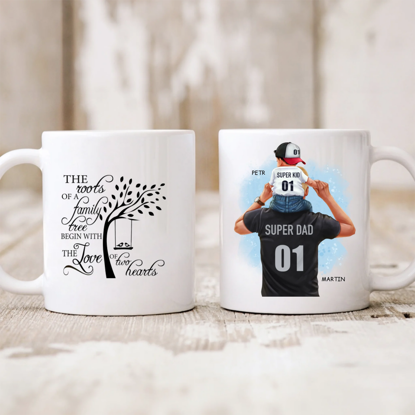 Personalisierte Tasse für Papa und Sohn/Tochter – Geschenk zum Vatertag #825