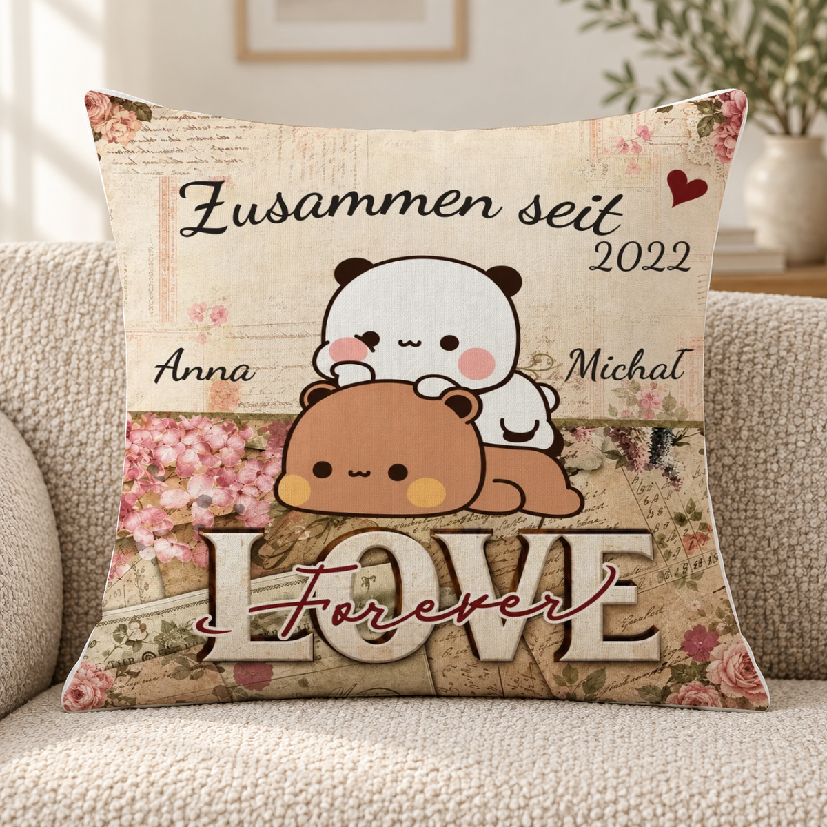 Poduszka dla par - razem od - Personalizowana #7478 — mockup cmu5z7i6f000xk10gbbtmlmeb