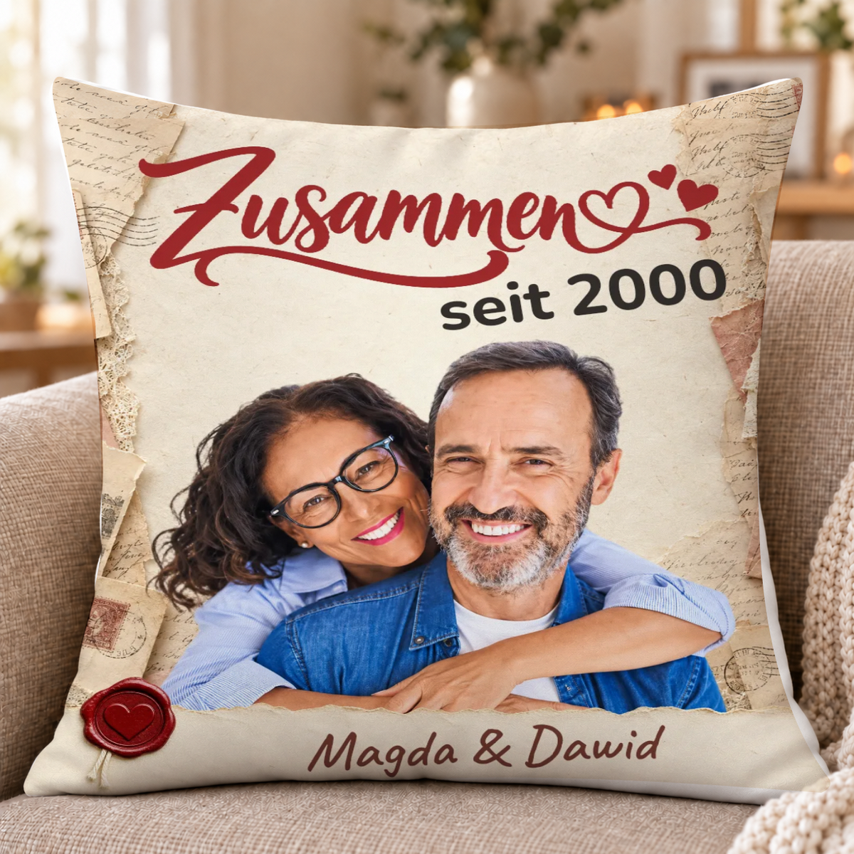 Poduszka dla par ze zdjęciem - Razem od - Personalizowana #62841 — mockup cmub8mada0hgung1wjy5z14j7