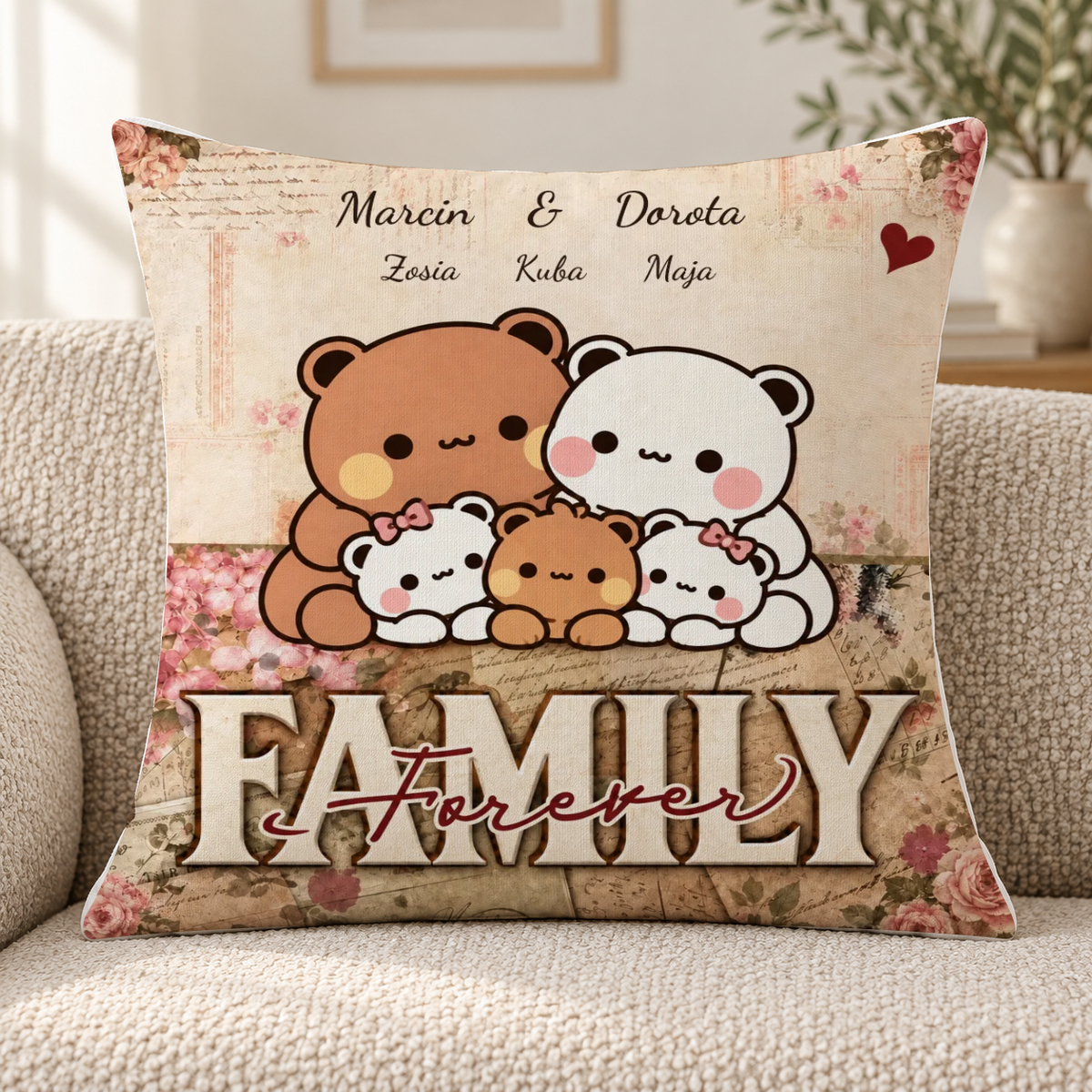 Poduszka personalizowana dla rodziny z misiami #374837 — mockup cmuea4ph90017mr0hu9s375ea