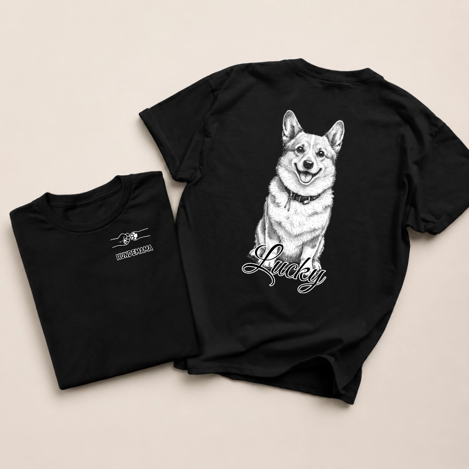 T-Shirt mit Hund - Hundemama/Hundepapa - Personalisiert #812 — mockup cmuelm1mg000hs7b0pv50bknm