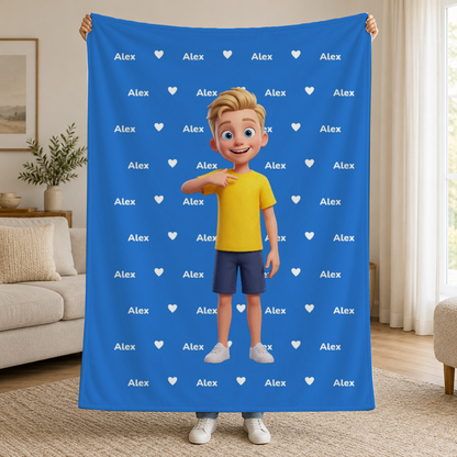Decke mit deinem 3D-Charakter und deinem Namen – Personalisiert #61843 [PC-MOCKUP:cmvf1vol4000toytjeu6oufod:59931d716c31901371c82bcb:59931d716c31901371c82bcb293488fdc14e7cb3a9366a997efdb42bdb633d21]