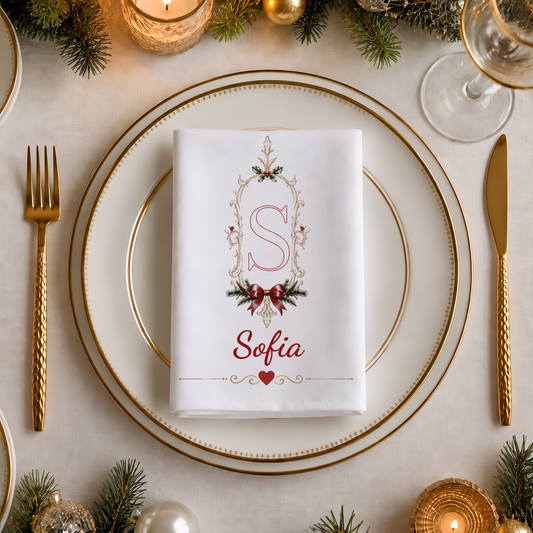 Weihnachtsserviette mit Initiale und Vornamen – Retro-Stil mit Schleife #68294 [PC-MOCKUP:cmvh652y50071qv44224ai33s:91c406c1f3a5112a80d9be80:91c406c1f3a5112a80d9be800e258bed14c0e7c5f0aa28c65fe0b57bab9ac41b]